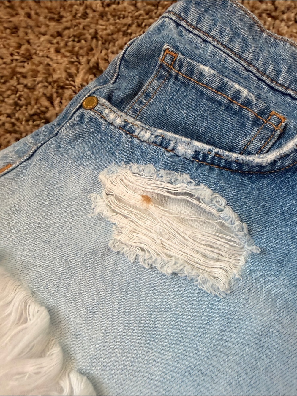 Ramy Brook Light Blue Ombre Frayed Denim Shorts - Picture 3 of 6